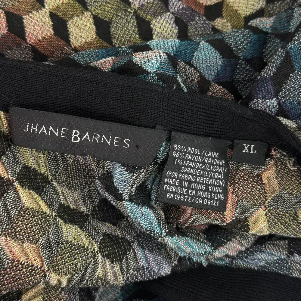 Vintage Jhane Barnes Cardigan Mens XL Geometric Wool Knit Button Sweater Art